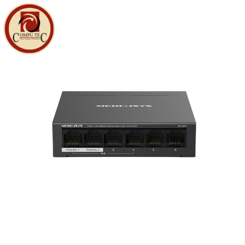 Mercusys MS106LP: 6-Port 10/100Mbps Desktop Switch with 4-Port PoE+ for Simplified IP Deployment
