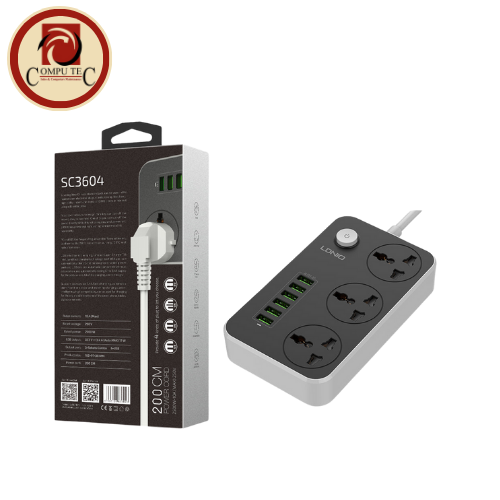 LDNIO SC3604 Power Strip: Ultimate Power & Safety with 3 AC Outlets & 6 USB Ports