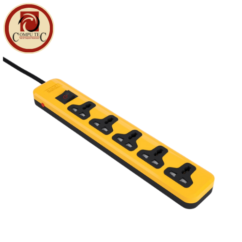 iLOCK Power Strip: 5 Universal Outlets with Overload Protection & 3m Cable