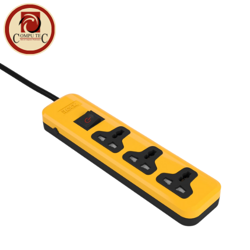 iLOCK Power Strip: 3 Universal Outlets with Overload Protection & 3m Cable