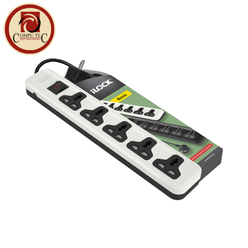 iLOCK Power Strip: 5 Universal Outlets (Without Earthing), Basic, 2m Cable – Safe & Versatile Power