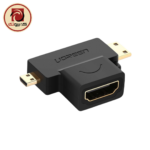 UGREEN 2-in-1 HDMI Adapter - HDMI Female to Mini HDMI + Micro HDMI Male Converter, Black, HD129 (20144)