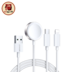 JOYROOM S-IW008 3-in-1 iP Watch Magnetic Charger + Lightning + Type-C Cable (USB-A) 1.2m - White