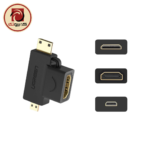 UGREEN 2-in-1 HDMI Adapter - HDMI Female to Mini HDMI + Micro HDMI Male Converter, Black, HD129 (20144) - Image 2
