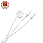 JOYROOM S-IW008 3-in-1 iP Watch Magnetic Charger + Lightning + Type-C Cable (USB-A) 1.2m - White - Image 2