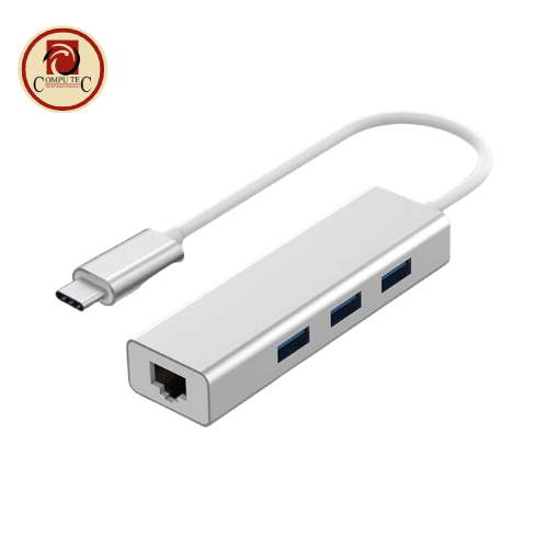 rts USB-C to 3-Port + RJ45 Adapter (Silver) Specifications