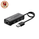 UGREEN 20264 USB 2.0 to Ethernet Adapter with 3-Port USB Hub - RJ45 10/100Mbps LAN Network Adapter, Black - Image 3
