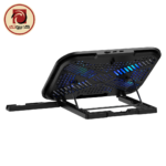 Rapoo CF200 Laptop Cooling Pad – Dual 100mm Fans, 1500 RPM, 6 Adjustable Angles, Built-in Phone Holder, USB Powered, Black - Image 2