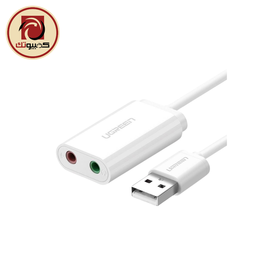 1 UGREEN USB 2.0 External Sound Adapter - USB to 3.5mm Headphone + Microphone Audio Adapter, US205 (30143) White - Image 1