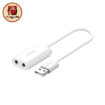 UGREEN USB 2.0 External Sound Adapter - USB to 3.5mm Headphone + Microphone Audio Adapter, US205 (30143) White - Image 2