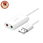 UGREEN USB External Sound Card Adapter 3.5mm Headphone and Microphone Jack White 30143