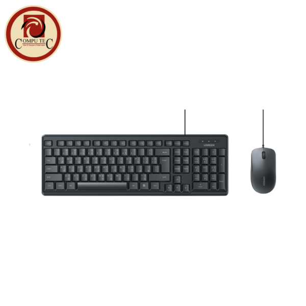 UGREEN Wired Membrane Keyboard Full Size 104 Keys Ergonomic Quiet Typing Black KU004