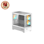 GIGABYTE C201 PANORAMIC ICE Mid Tower Gaming Case with 3 ARGB Fans & 270° Tempered Glass - White - Image 2