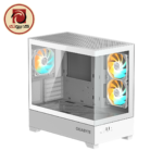 GIGABYTE C201 PANORAMIC ICE Mid Tower Gaming Case with 3 ARGB Fans & 270° Tempered Glass - White - Image 2