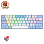 Redragon K617WB FIZZ RGB White & Blue 60% Mechanical Gaming Keyboard – Red Switch