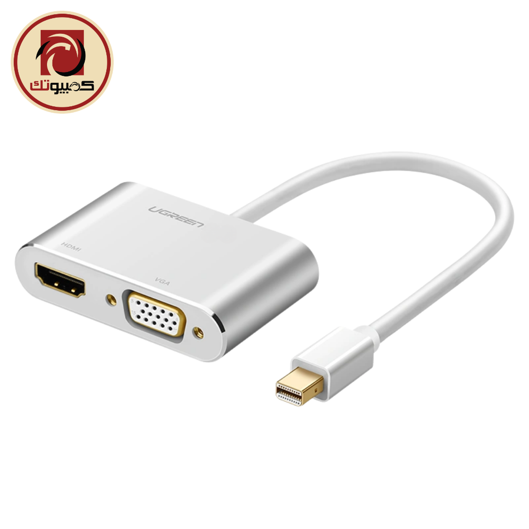Cable Mini DP-HD&VGA20421MD115 (1828818) UGREEN 20421 MD115 Mini DisplayPort to HDMI + VGA Adapter – 4K@30Hz HDMI, 1920×1200@60Hz VGA, Silver - Image 1
