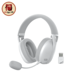 REDRAGON IRE PRO H848G Wireless Gaming Headset – 40mm Drivers, 2.4GHz, Bluetooth 5.2, USB-C, Virtual 7.1 Surround Sound, Detachable Microphone, White