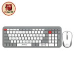 JEDEL WS739 Wireless Keyboard and Mouse Combo – Bluetooth & 2.4GHz, Arabic/English, Slim Chocolate Keys, Adjustable 1200 DPI, Gray