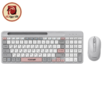 FOUNDER KN500 Wireless Keyboard and Mouse Combo – Arabic/English, 2.4GHz USB Receiver, 86 Keys, 1600 DPI Mouse, Built-in Phone Holder