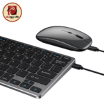 GR818 Rechargeable Slim Wireless Keyboard and Mouse Combo – Bluetooth & 2.4GHz, Arabic/English, Multi-Device, Silver - Image 2