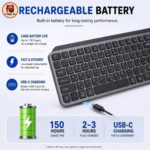 MX Keys Full-Size Wireless Keyboard – Bluetooth & 2.4GHz Wireless, USB Type-C Rechargeable - Image 2