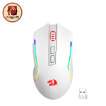 REDRAGON TRIDENT M693W Wireless Gaming Mouse – Tri-Mode Connectivity, 8000 DPI, 7 Programmable Buttons, RGB Lighting, 700mAh Rechargeable Battery, White