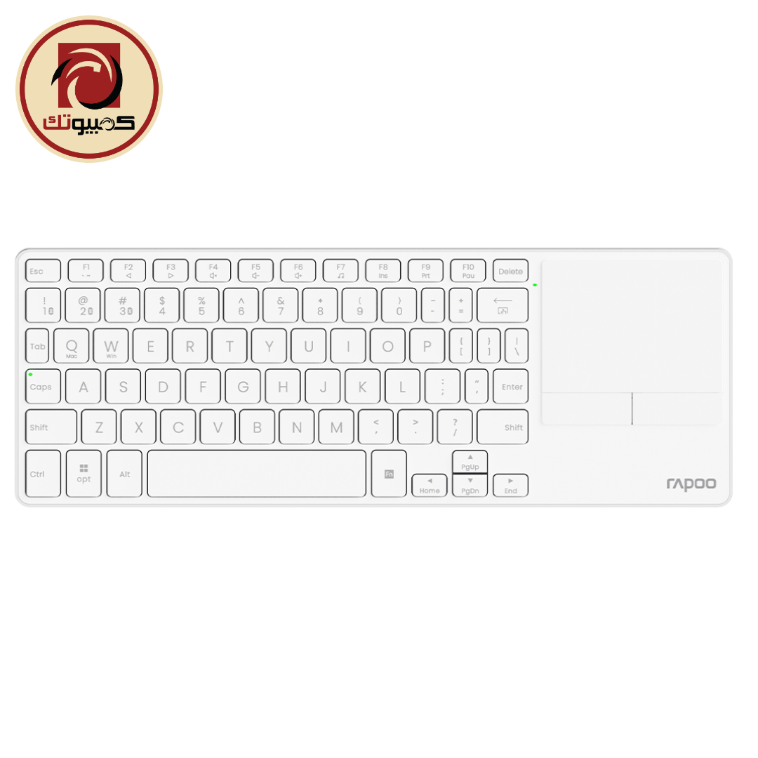 Rapoo E900T (4782461) Rapoo E900T White Multi-Mode Wireless Touchpad Keyboard – 73 Keys, Bluetooth 4.0/5.0, 2.4GHz Wireless, Ultra-Slim Aluminum Design - Image 1