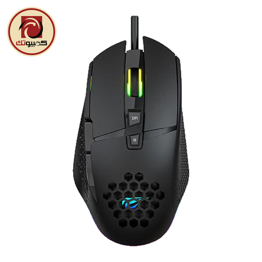 havit-ms1022-t-1 HAVIT GAMENOTE MS1022 RGB Wired Gaming Mouse – 3200 DPI, Honeycomb Design, 7 Buttons, Firepower Button, USB, Black - Image 1