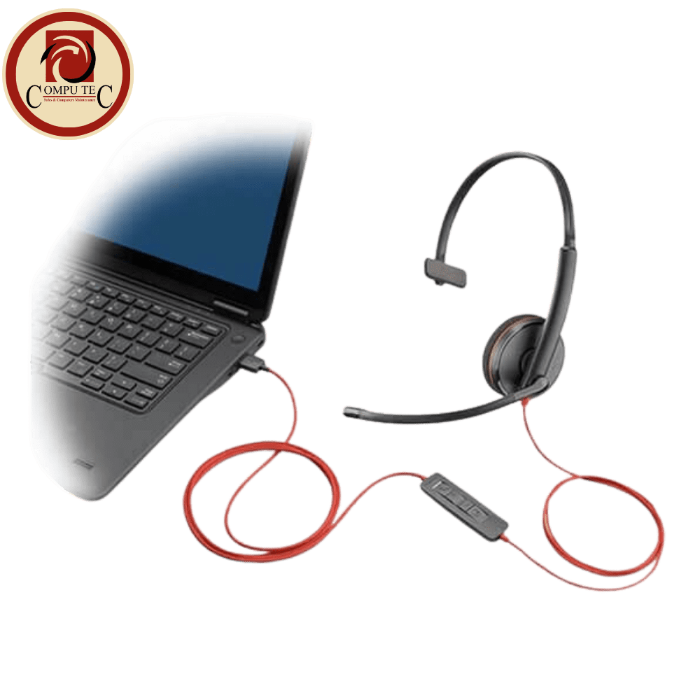 POLY Blackwire 3210 Monaural Wired Headset with USB-C and USB-A Adapter. - Image 2