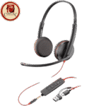 Poly Blackwire 3225 Stereo Headset | Wired UC Headset with Noise Cancellation, 3.5mm/USB-C/USB-A Connectivity.