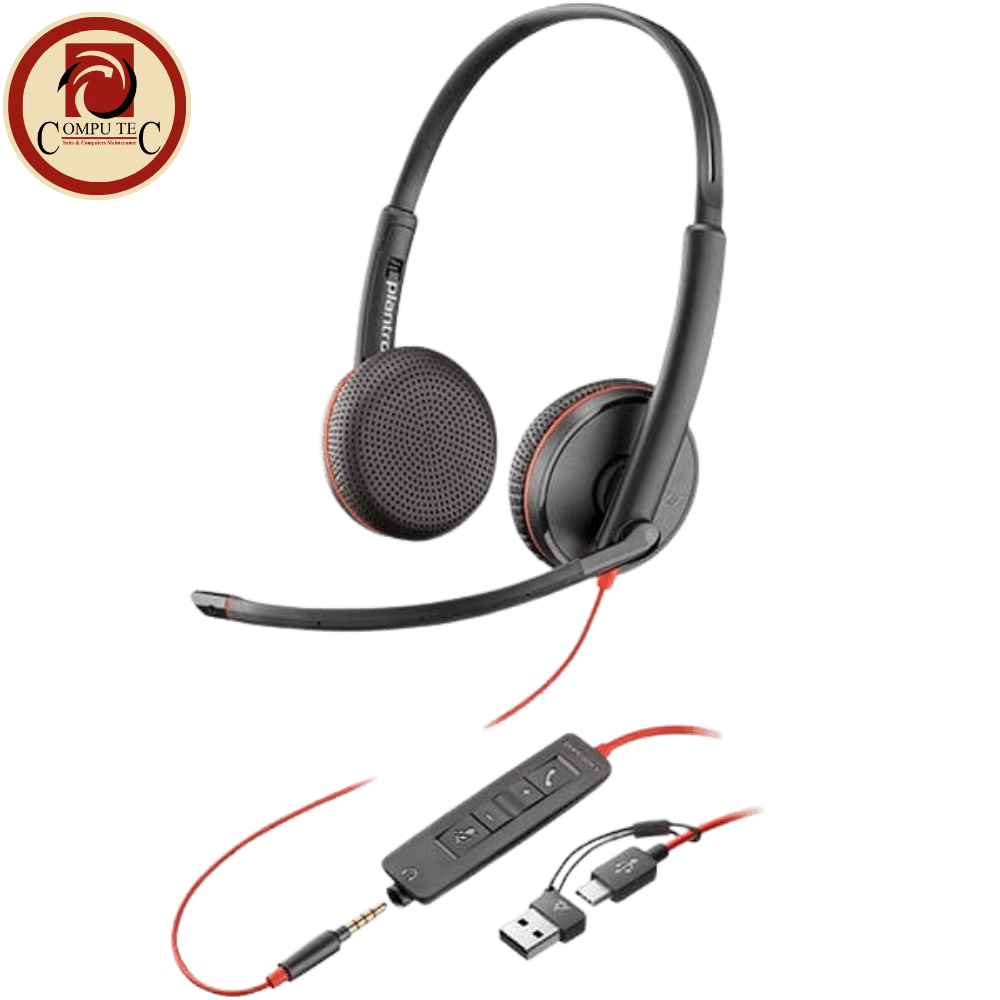 Poly Blackwire 3225 Stereo Headset | Wired UC Headset with Noise Cancellation, 3.5mm/USB-C/USB-A Connectivity. - Image 1